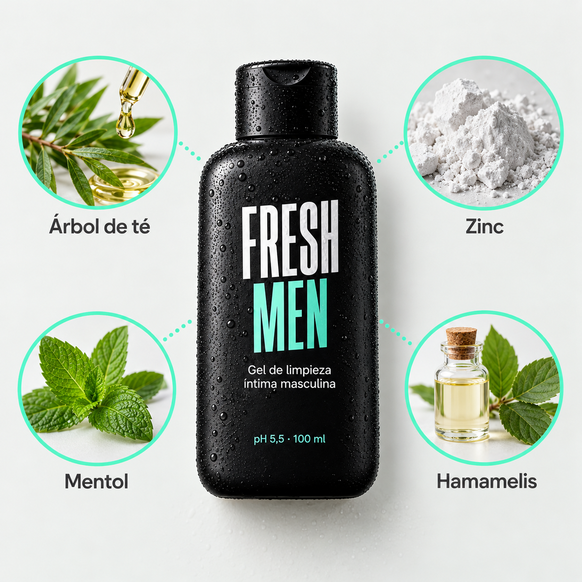 Ingredientes: árbol de té, zinc, mentol, hamamelis