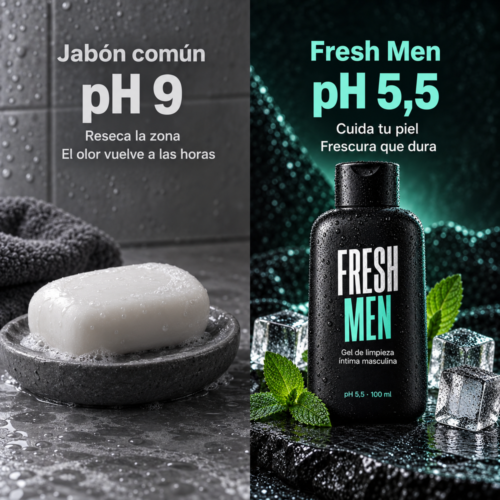 Jabón común pH 9 contra Fresh Men pH 5,5