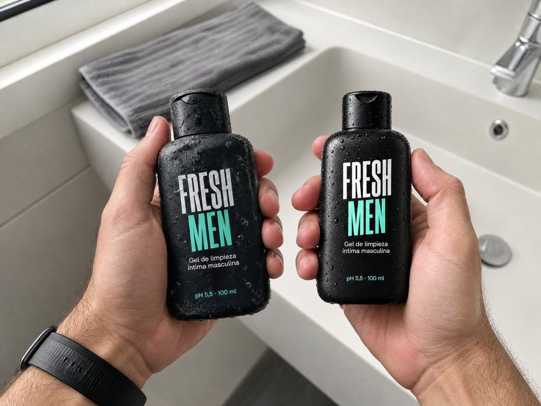 El frasco de Fresh Men usado al lado de uno nuevo